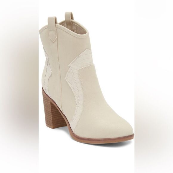 MIA Simmons Ivory Cream Cowboy Boots Bootie Size 9 New - Picture 1 of 5